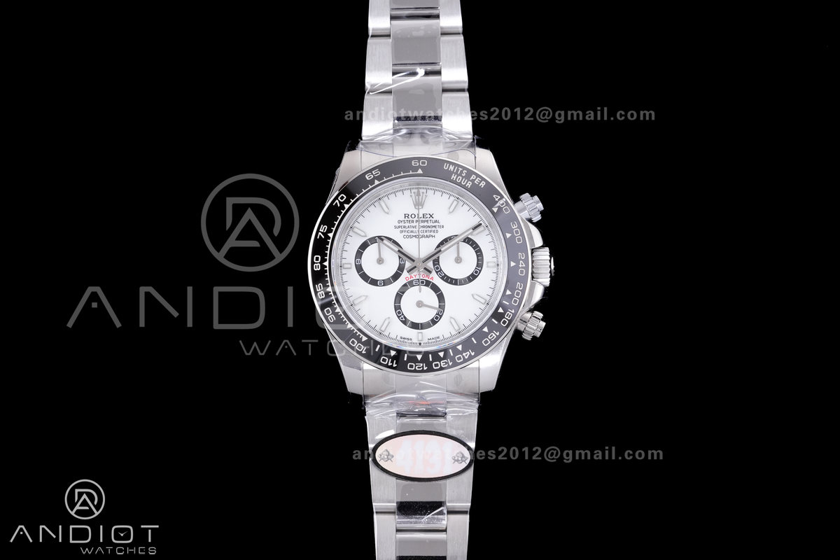 Daytona 126500 UFO 1:1 Best Edition 904L Steel White Dial on SS Braclet UF4131 (Free Sprung)