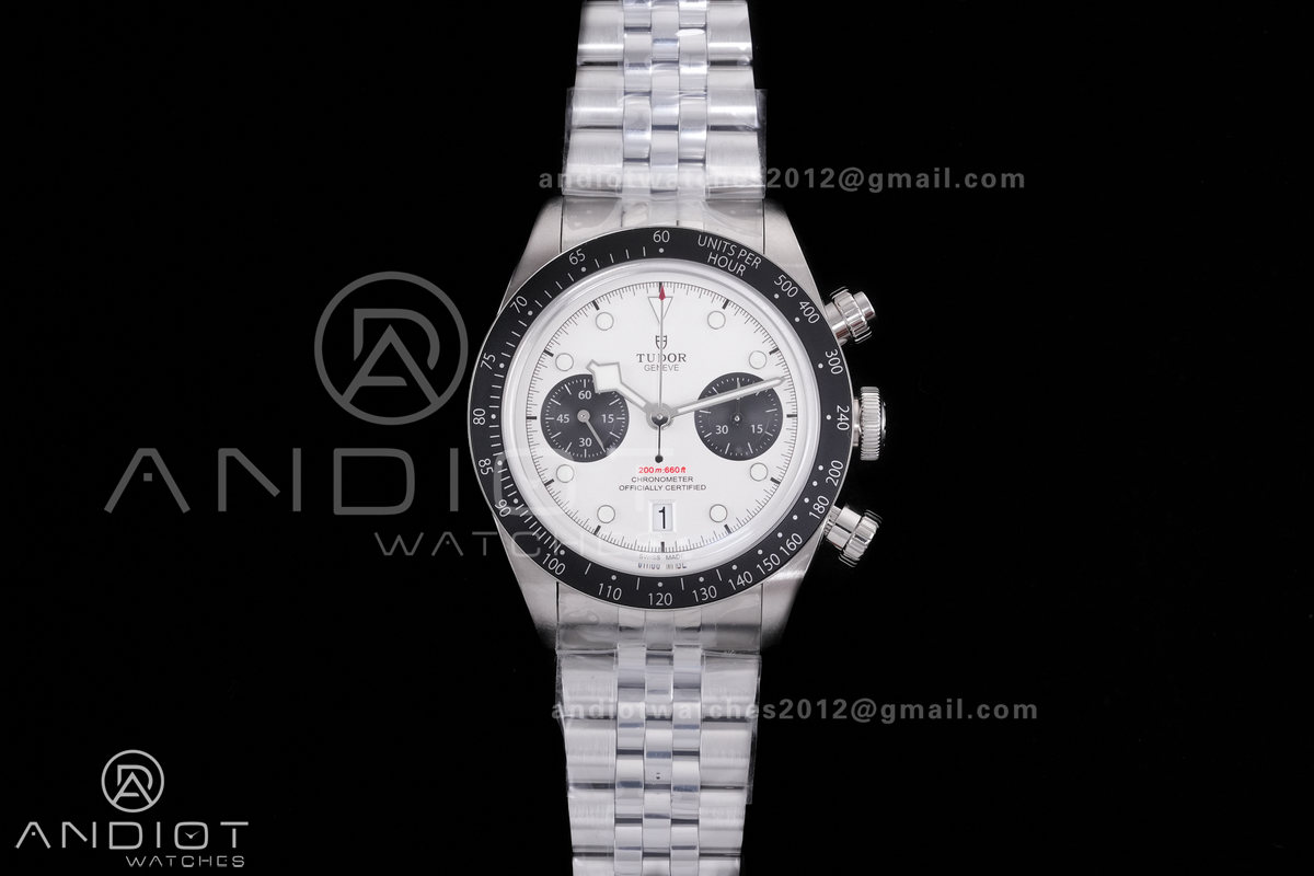 Black Bay Chrono SS ZF 1:1 Best Edition White/Black Dial on SS Bracelet A7750
