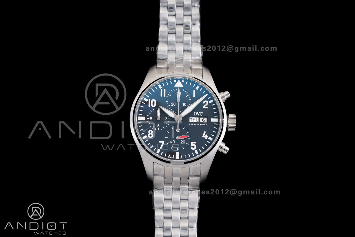 Pilot Chrono IW388113 APSF 1:1 Best Edition Black Dial on SS Bracelet SA69385 Super Clone