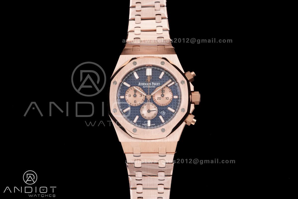 Royal Oak Chrono 26331 RG APSF 1:1 Best Edition Blue Dial RG Subdial On RG Bracelet A2385
