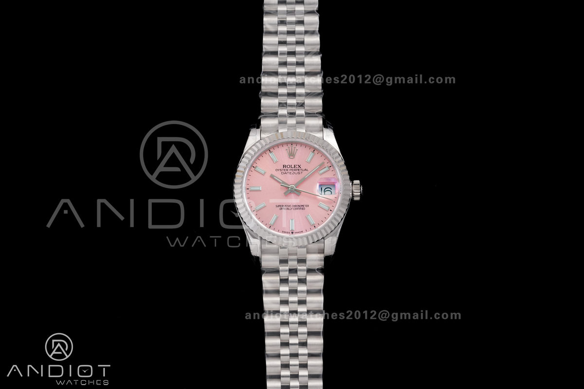 DateJust 31 Ladies 278274 GSF Pink Dial Stick Markers on Jubilee Bracelet A2236