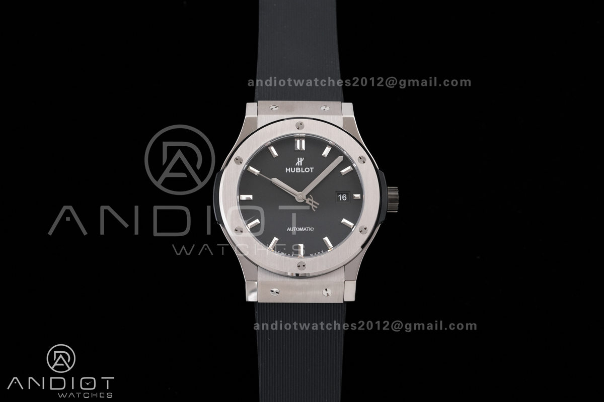 Classic Fusion 42mm Titanium JJZF 1:1 V2 Best Edition Black Dial On Black Rubber Strap