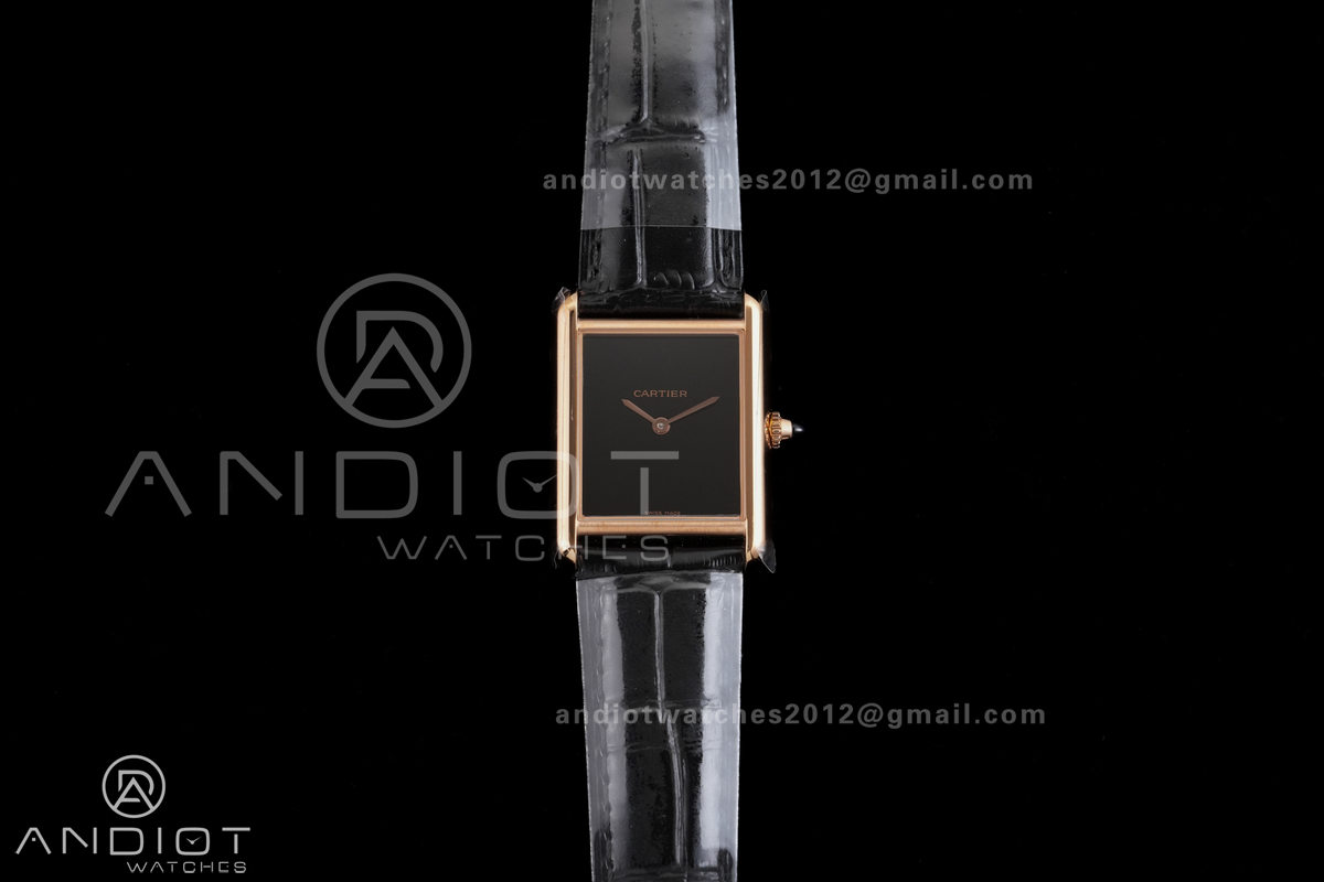 Tank Must 25.5mm RG AF 1:1 Best Edition Black Dial On Black Leather Ronda Quartz