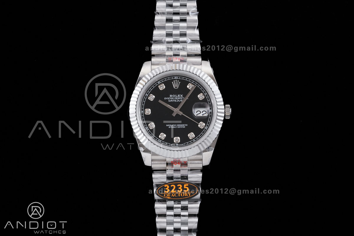 DateJust 41 126334 QF 1:1 Best Edition 904L Steel Black Diamonds Dial on Jubilee Bracelet QF3235 (149g)