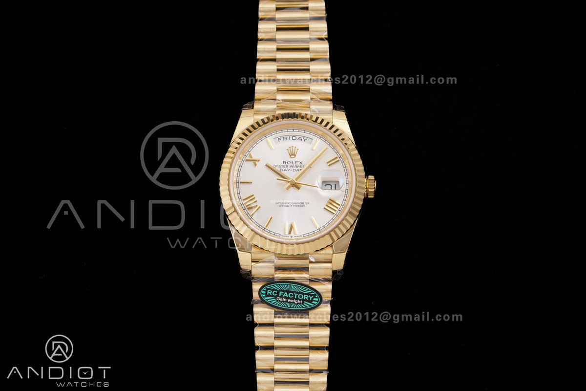 Day Date 40 YG 228238 RCF 1:1 Best Edition Sliver Roman Dial on President Bracelet VR3255 (211g)