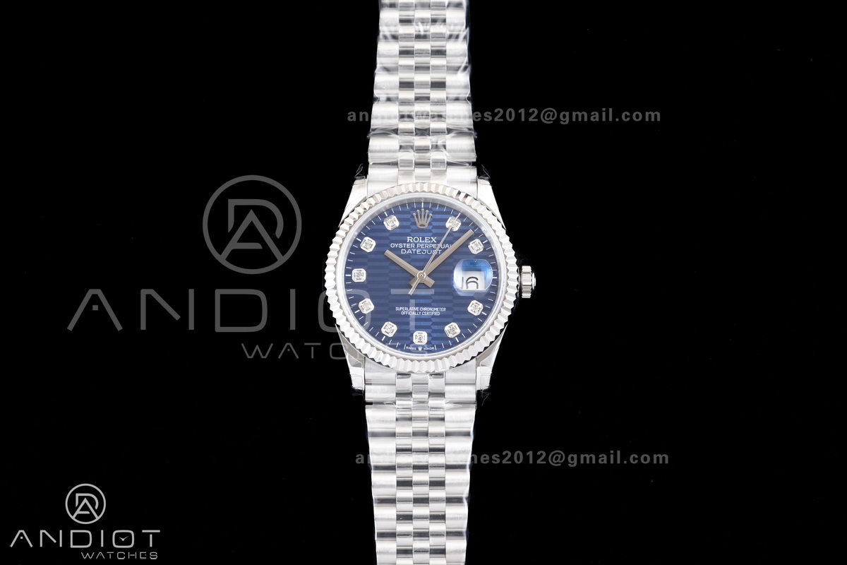 DateJust 36 126234 GSF 1:1 Best Edition Blue Textured Diamonds Dial on SS Jubilee Bracelet A3235