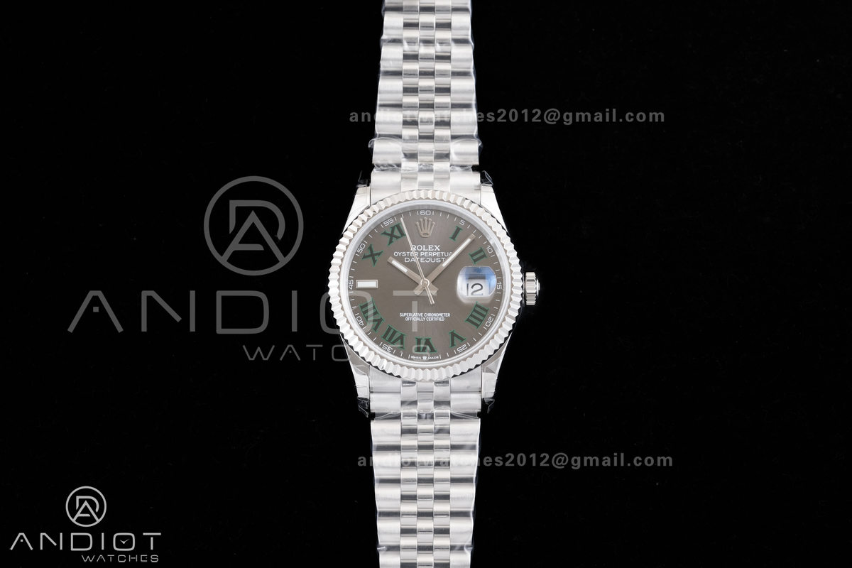 DateJust 36 126234 GSF 1:1 Best Edition Gray Dial Green Roman on SS Jubilee Bracelet A3235