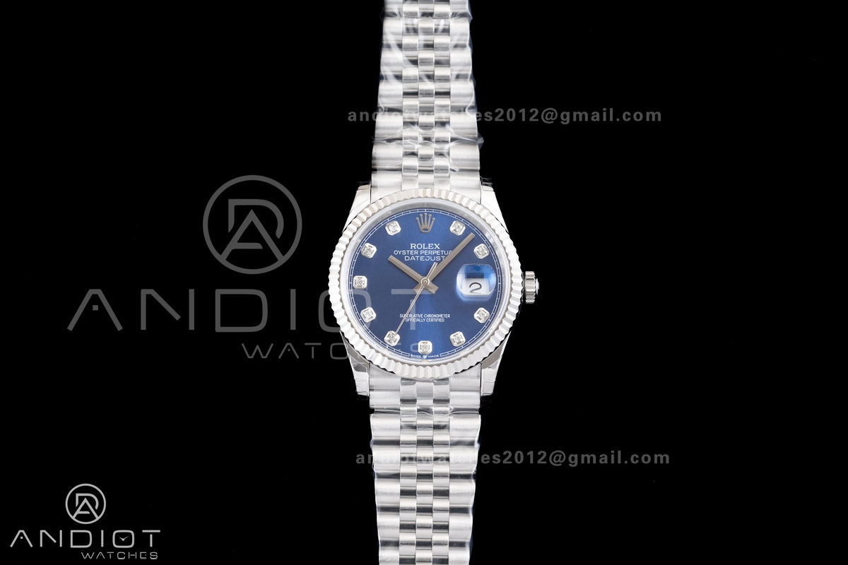 DateJust 36 126234 GSF 1:1 Best Edition Blue Diamonds Dial on SS Jubilee Bracelet A3235