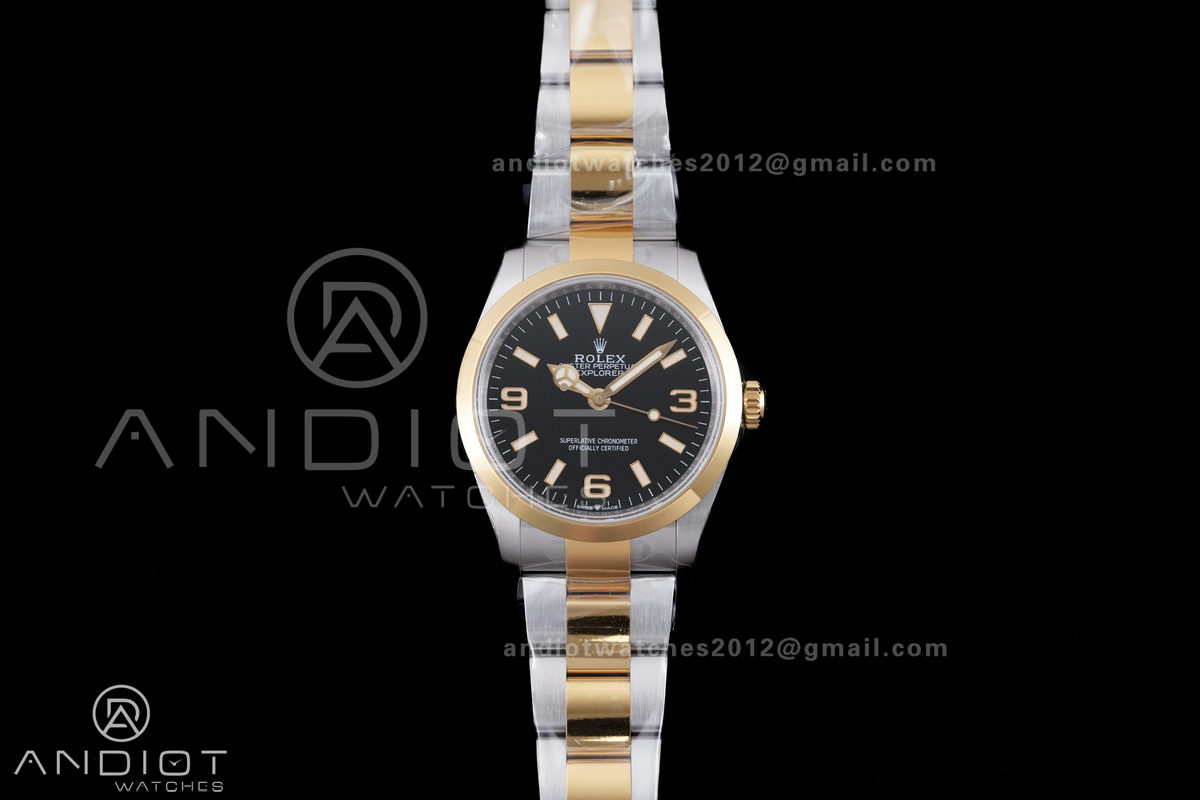 Explorer 124273 36mm Steel EWEF 1:1 Best Edition Black Dial on SS/YG Bracelet A3230