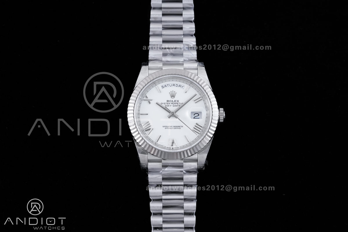 DayDate 40 228239 VSF 1:1 Best Edition White Roman Dial on President Bracelet VS3255 V2 (Gain Weight)182g