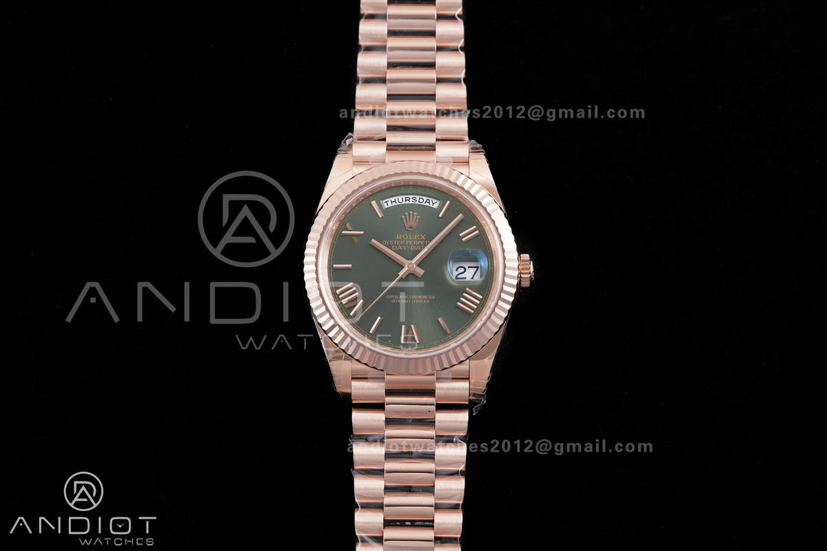 Day Date 228235 40mm 904L RG VSF 1:1 Best Edition Green Dial Roman Marker On RG President Bracelet DD3255