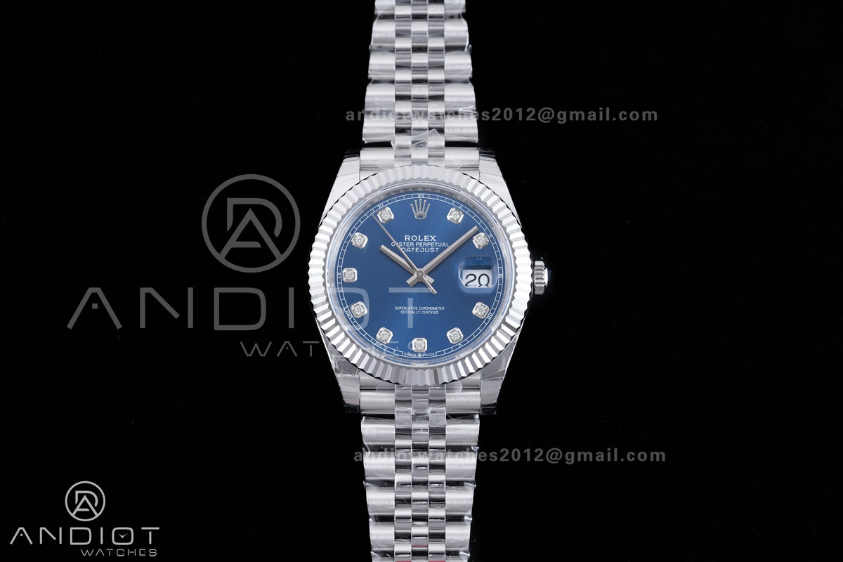 DateJust 41 126334 904L SS V2 VSF 1:1 Best Edition Blue Dial Diamond Marker On Jubilee Bracelet DD3235