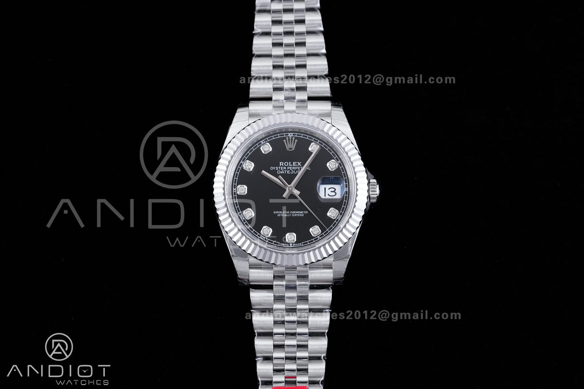 DateJust 41 126334 904L SS V2 VSF 1:1 Best Edition Black Dial Diamond Marker On Jubilee Bracelet DD3235