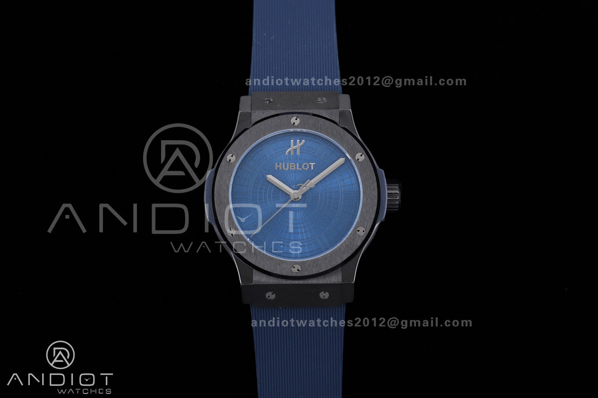 Classic Fusion 42mm Ceramic JJZF 1:1 V2 Best Edition Blue Textured Dial On Blue Rubber Strap Asian SW300