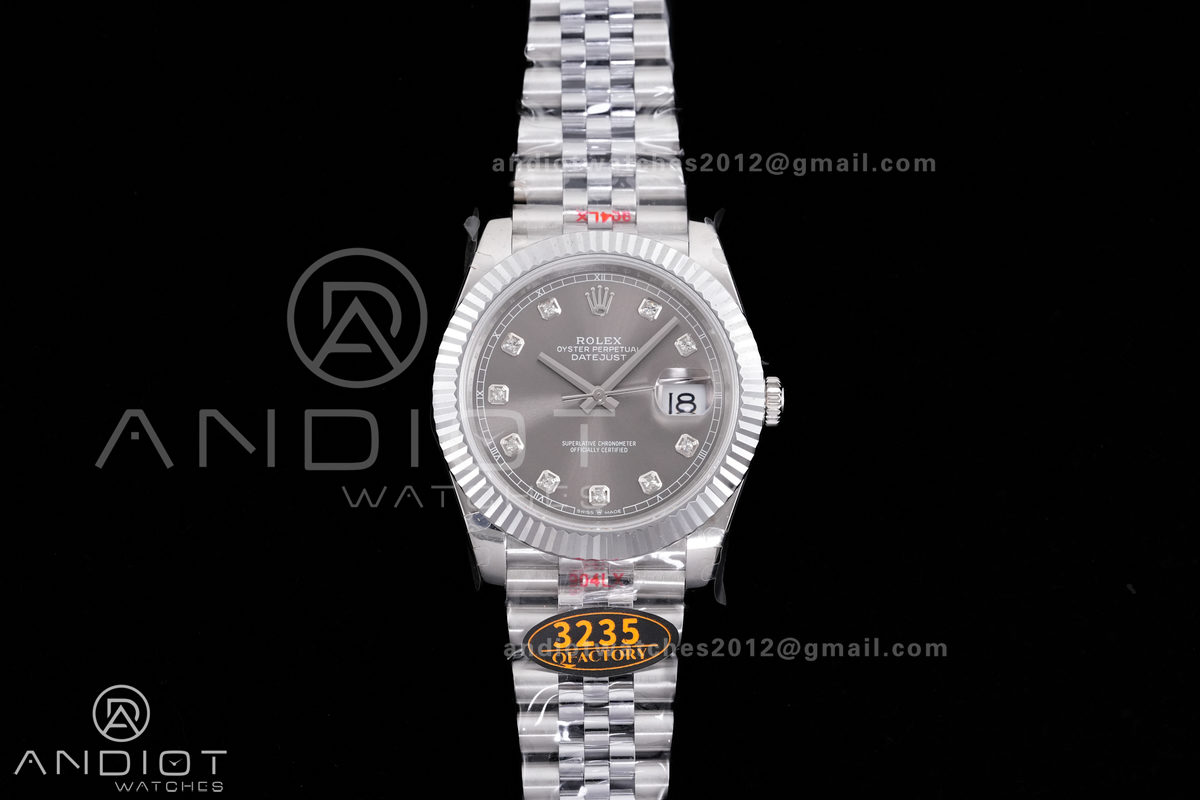 DateJust 41 126334 QF 1:1 Best Edition 904L Steel Gray Diamonds Dial on Jubilee Bracelet QF3235 (149g)