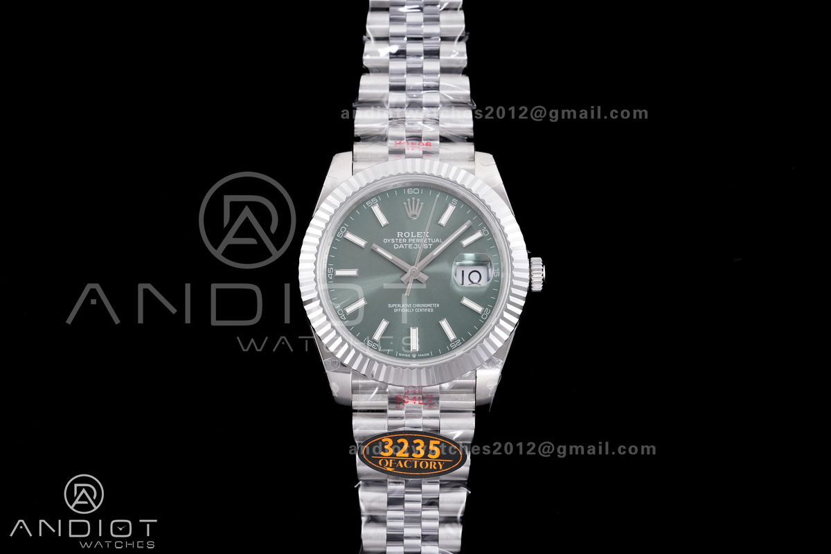 DateJust 41 126334 QF 1:1 Best Edition 904L Steel Green Stick Dial on Jubilee Bracelet QF3235 (149g)