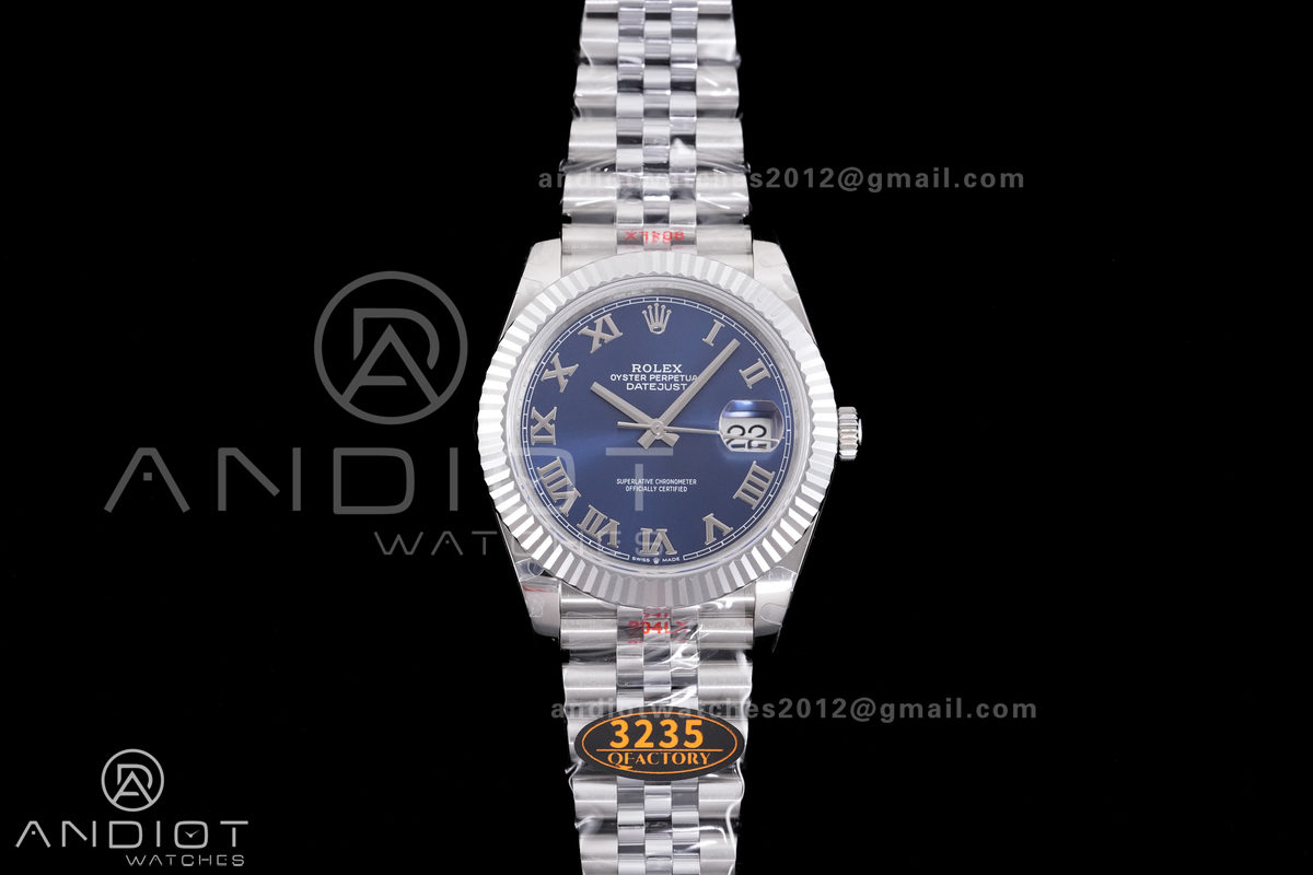 DateJust 41 126334 QF 1:1 Best Edition 904L Steel Blue Roman Dial on Jubilee Bracelet QF3235 (149g)