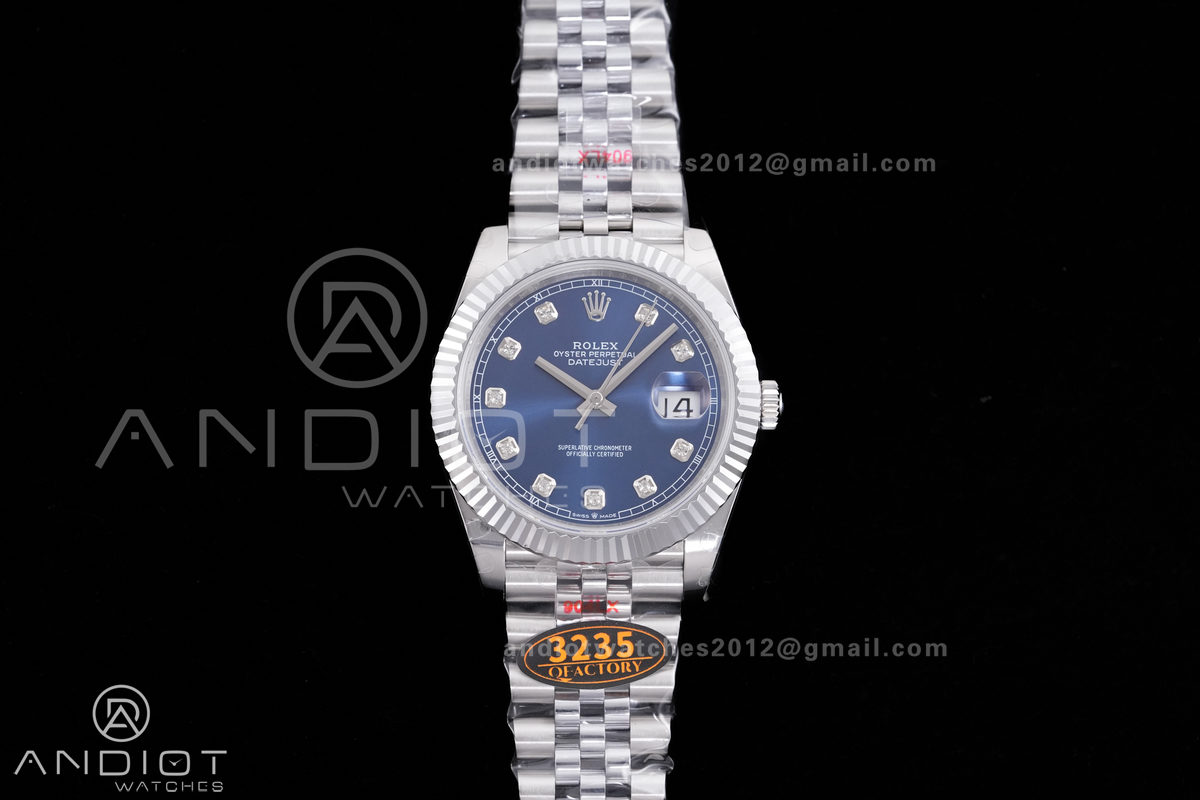 DateJust 41 126334 QF 1:1 Best Edition 904L Steel Blue Diamonds Dial on Jubilee Bracelet QF3235 (149g)