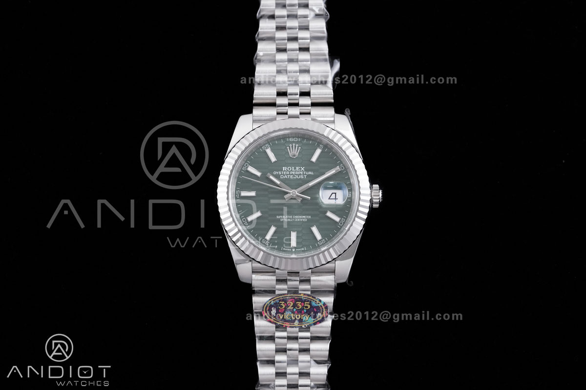 DateJust 41 126334 904L SS VF 1:1 Best Edition Green Textured Stick Dial on Jubilee Bracelet DD3235
