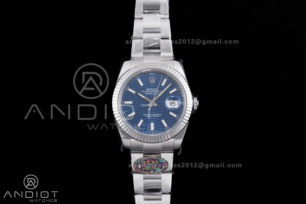 DateJust 41 126334 904L SS VF 1:1 Best Edition Blue Textured Stick Dial on Oyster Bracelet DD3235