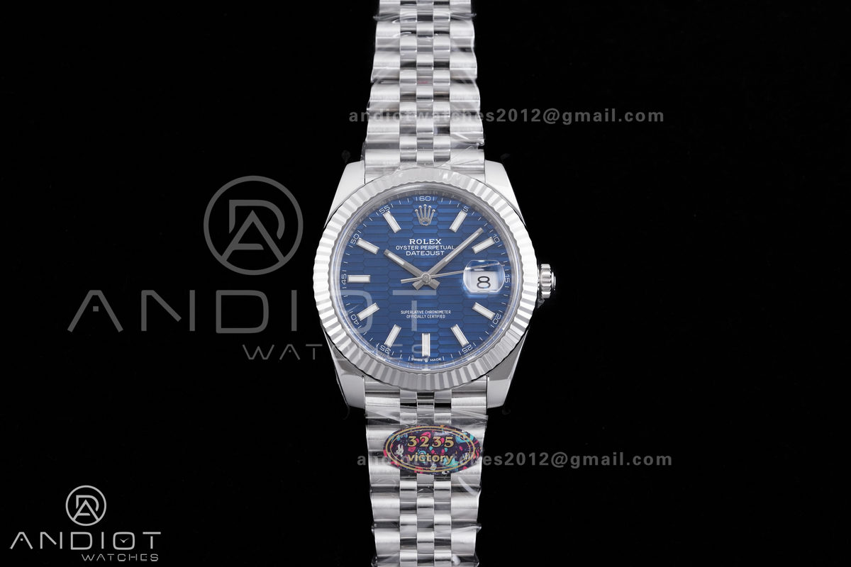 DateJust 41 126334 904L SS VF 1:1 Best Edition Blue Textured Stick Dial on Jubilee Bracelet DD3235
