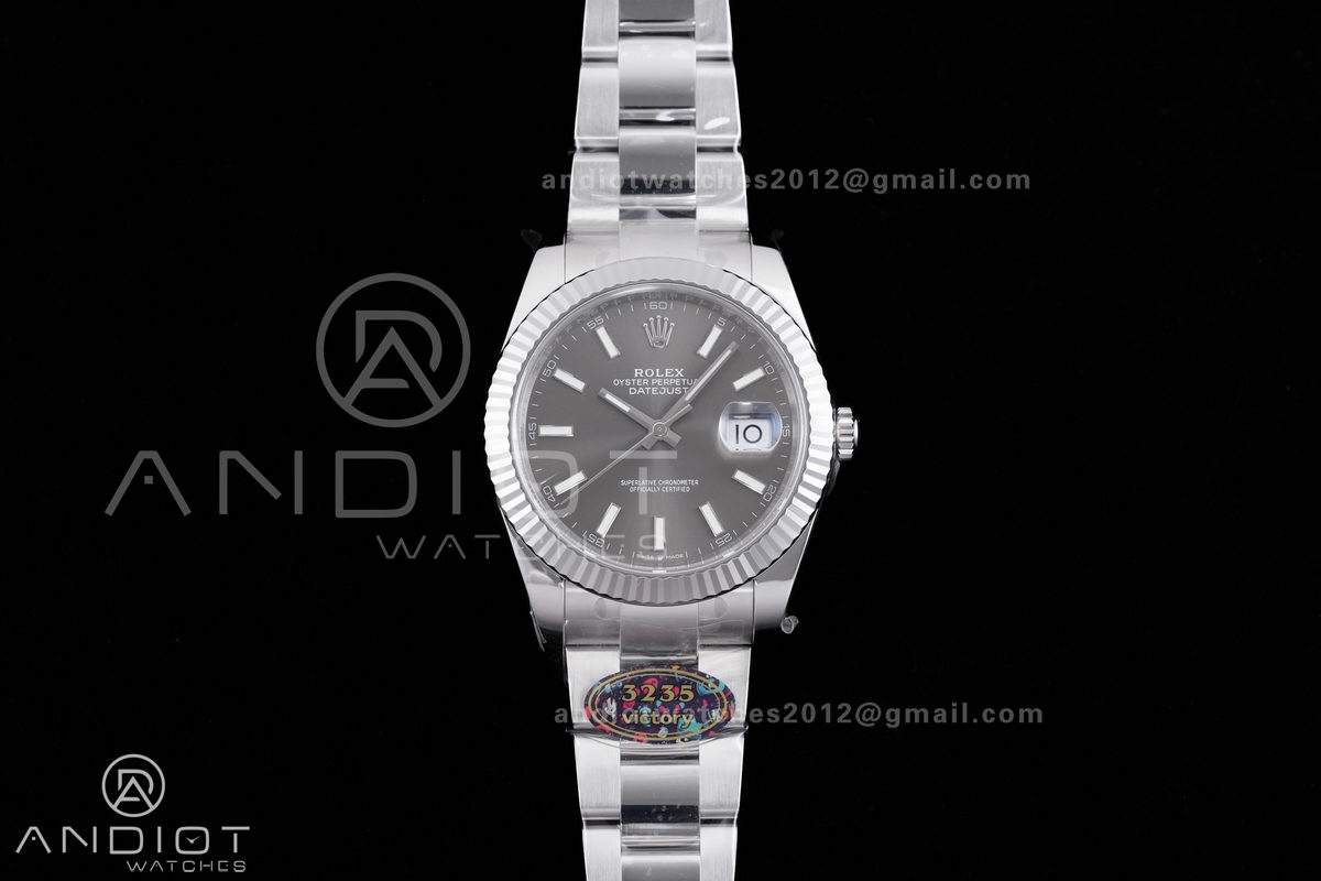 DateJust 41 126334 904L SS VF 1:1 Best Edition Gray Stick Dial on Oyster Bracelet DD3235