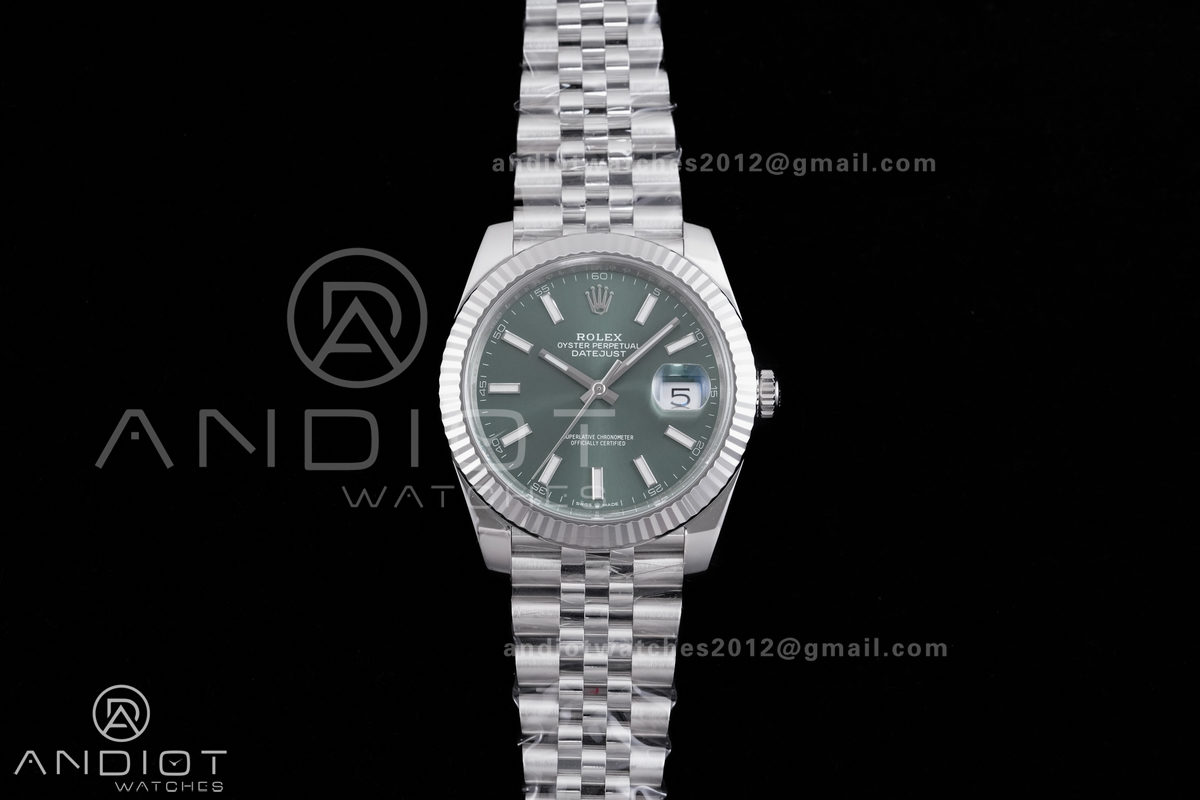 DateJust 41 126334 904L SS VF 1:1 Best Edition Green Stick Dial on Jubilee Bracelet DD3235