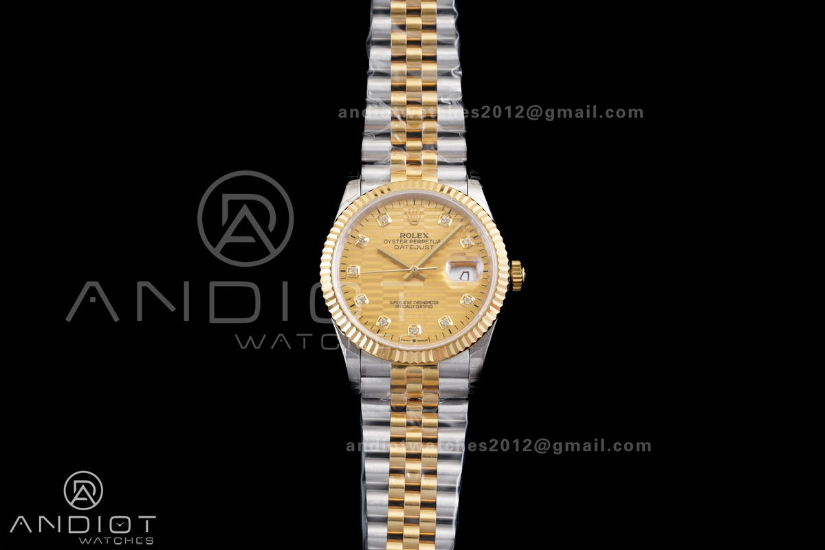  DateJust 36 SS/YG 126233 GSF 1:1 Best Edition YG Textured Diamonds Dial on Oyster Bracelet A3235