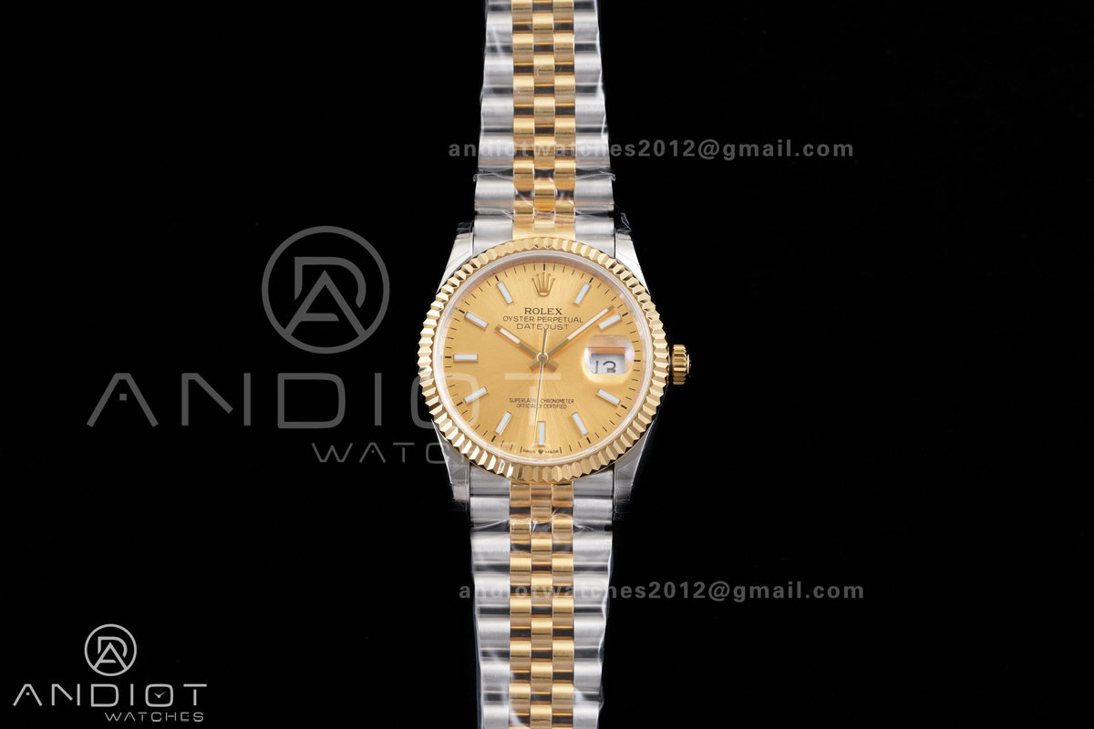 DateJust 36 SS/YG 126233 GSF 1:1 Best Edition YG Stick Dial on Jubilee Bracelet A3235