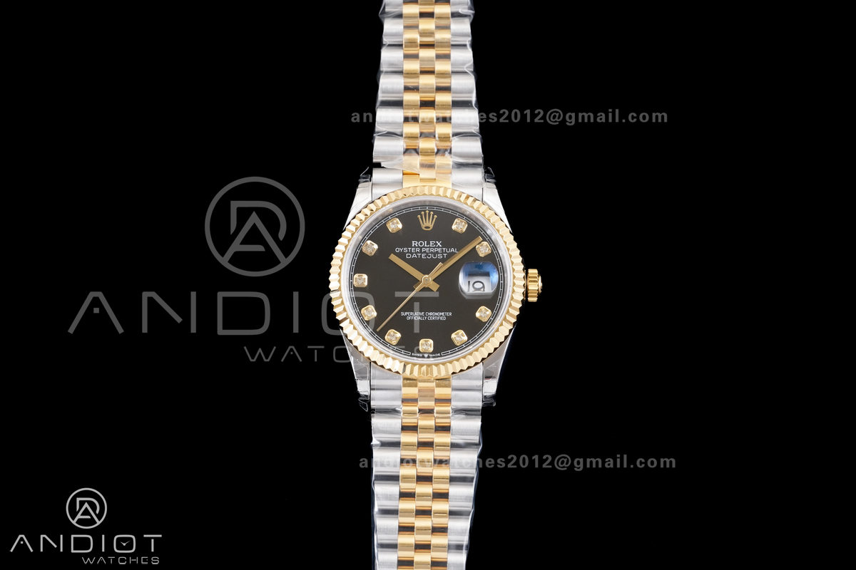 DateJust 36 SS/YG 126233 GSF 1:1 Best Edition Black Diamond Dial on Jubilee Bracelet A3235