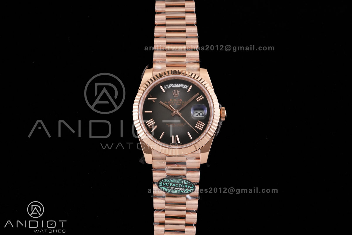  Day Date 40 RG 228235 RCF 1:1 Best Edition Drak Gray Roman Dial on President Bracelet VR3255 (211g)