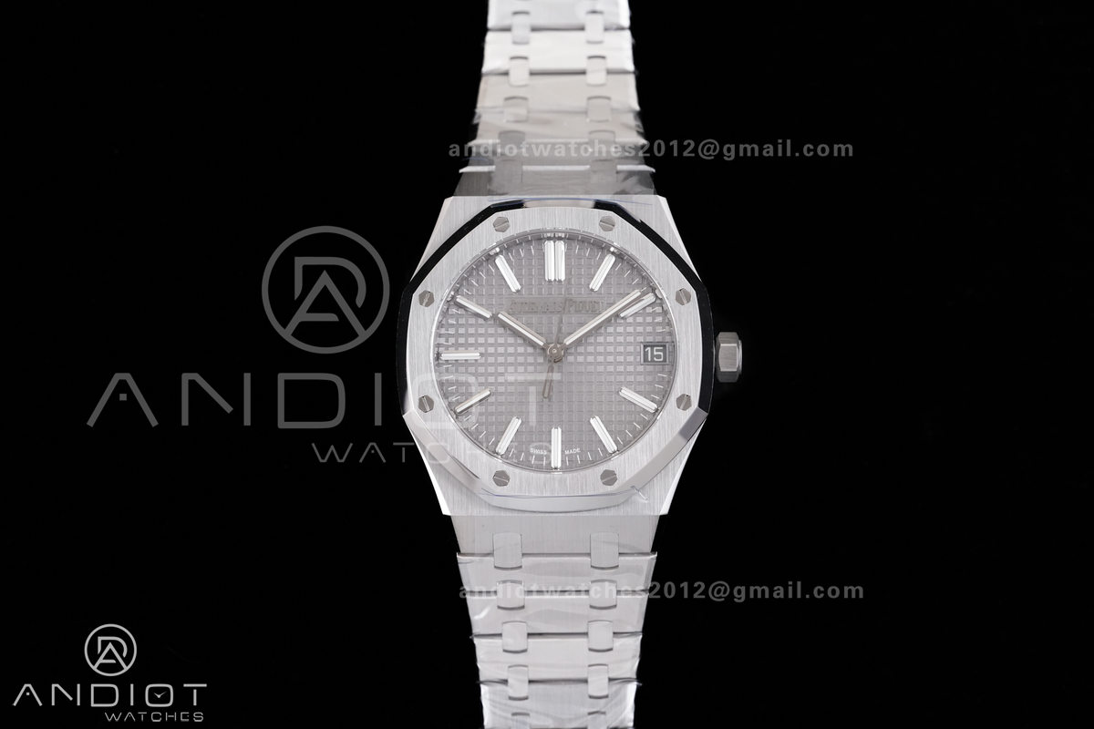 Royal Oak 15510 SS TOP 1:1 Best Edition Grey Dial on SS Bracelet DD4302 Super Clone
