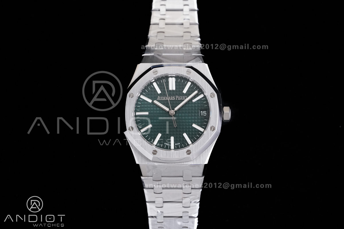 Royal Oak 15510 SS TOP 1:1 Best Edition Green Dial on SS Bracelet DD4302 Super Clone