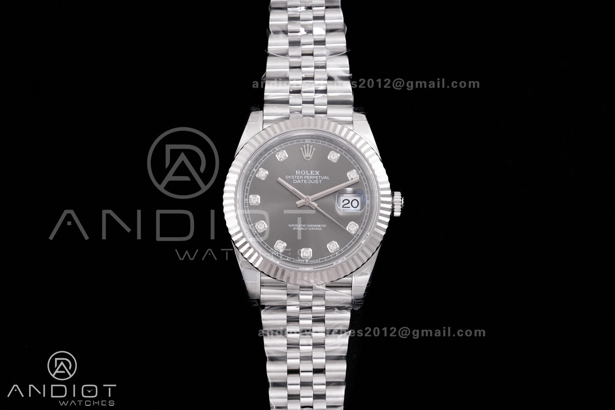 DateJust 41 126334 904L SS V2 VSF 1:1 Best Edition Gray Dial Diamond Marker On Jubilee Bracelet DD3235 