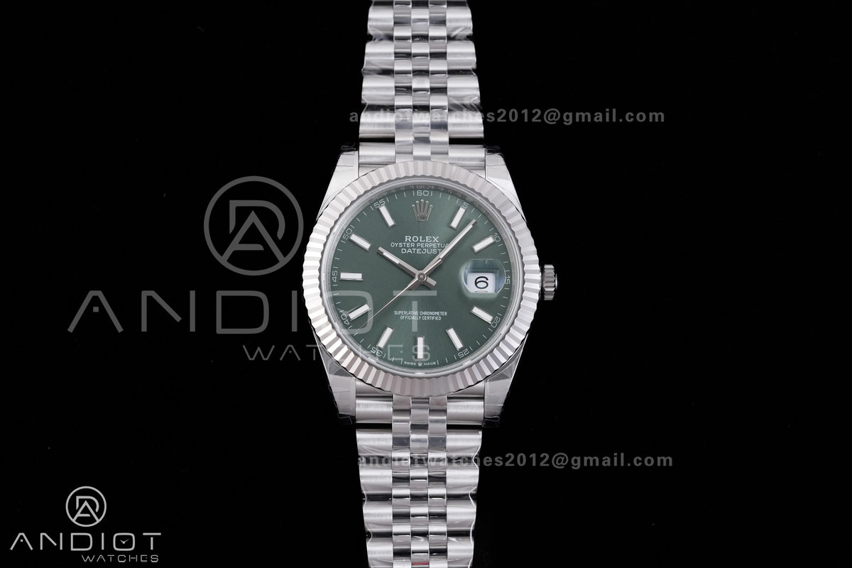 DateJust 41 126334 904L SS V2 VSF 1:1 Best Edition Green Dial Stick Marker On Jubilee Bracelet DD3235