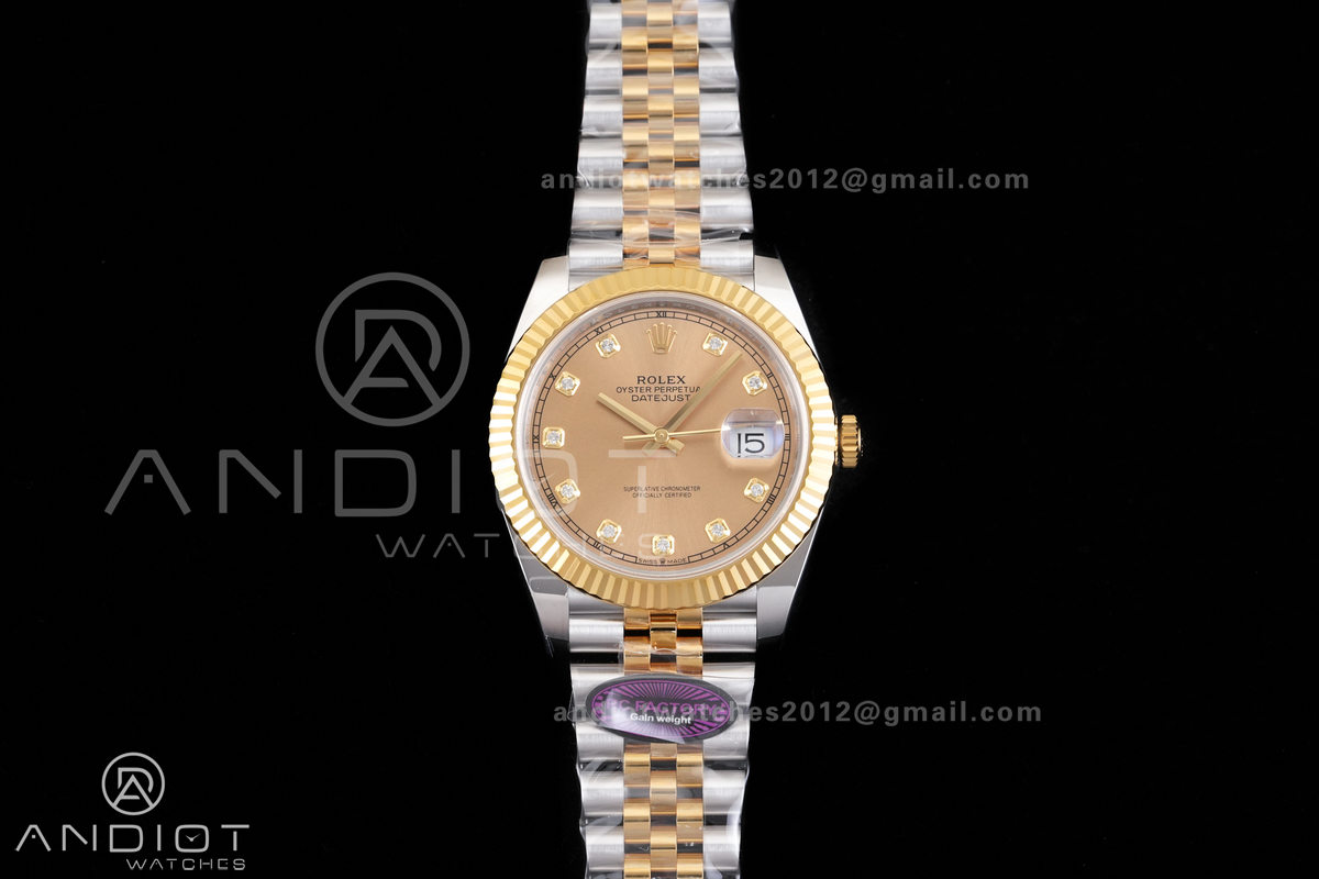 DateJust 41 126333 RCF 1:1 Best Edition 904L Steel YG Diamonds Dial on Jubilee Bracelet RC3235