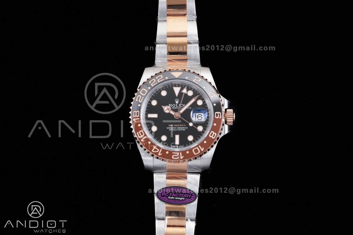 GMT Master II 126711 CHNR 904L SS RCF 1:1 Root Beer Best Edition on SS/RG Bracelet SH3285