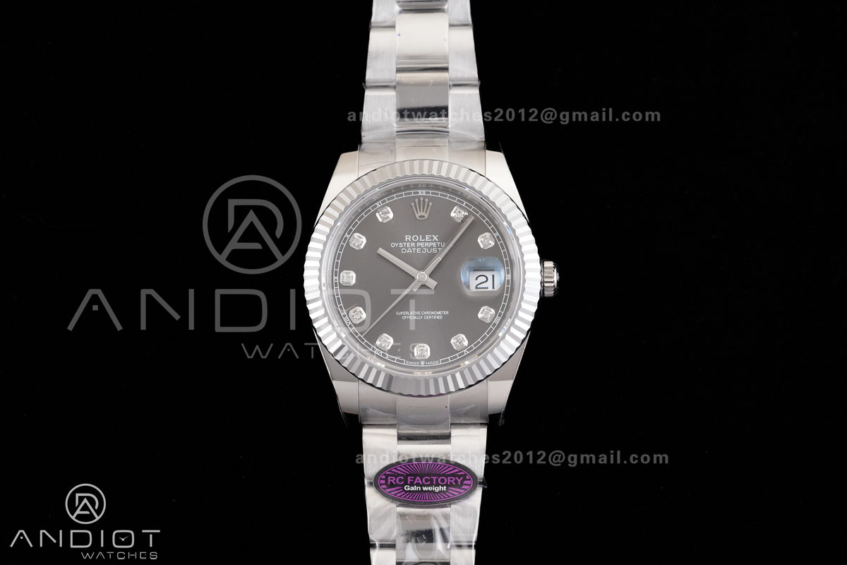 DateJust 41 126334 RCF 1:1 Best Edition 904L Steel Grey Diamonds Dial on Oyster Bracelet RC3235
