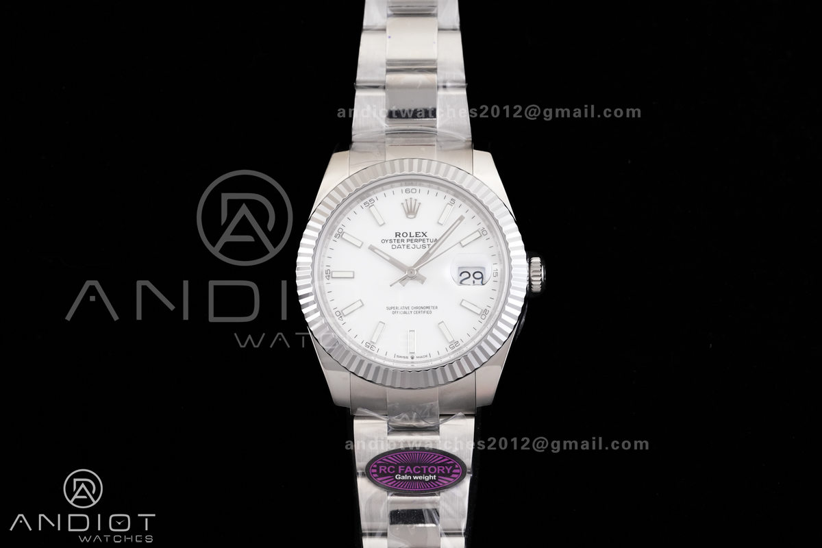 DateJust 41 126334 RCF 1:1 Best Edition 904L Steel White Stick Dial on Oyster Bracelet RC3235