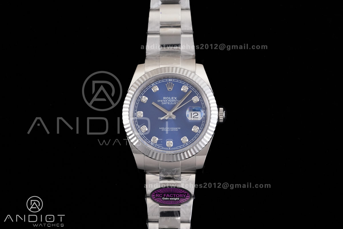 DateJust 41 126334 RCF 1:1 Best Edition 904L Steel Blue Diamonds Dial on Oyster Bracelet RC3235
