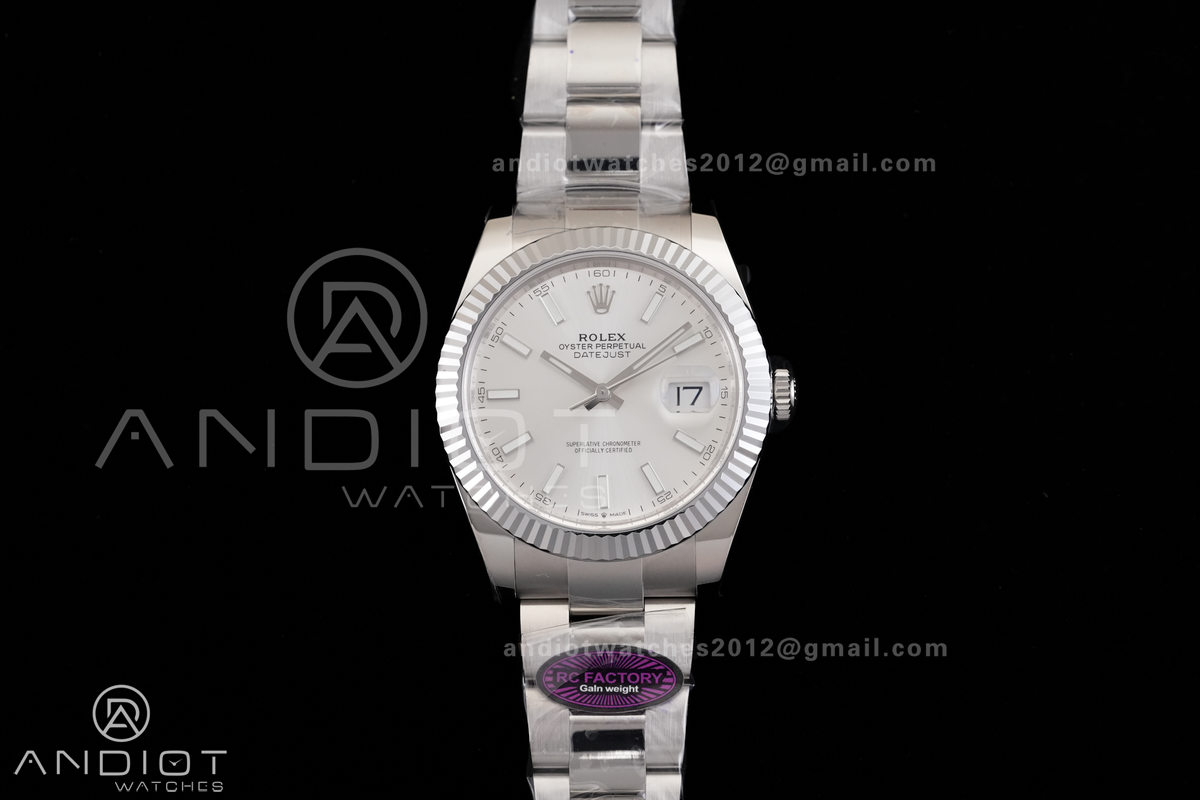 DateJust 41 126334 RCF 1:1 Best Edition 904L Steel Slive Stick Dial on Oyster Bracelet RC3235