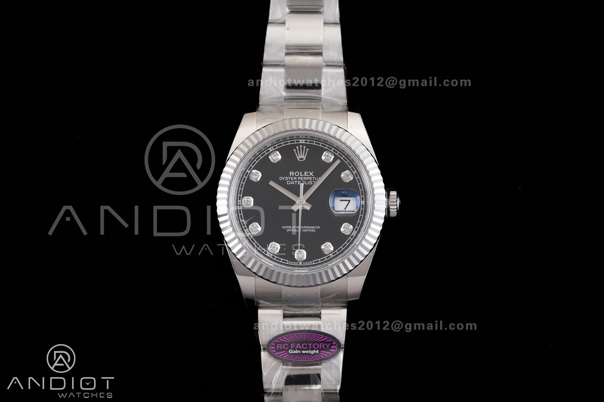 DateJust 41 126334 RCF 1:1 Best Edition 904L Steel Black Diamonds Dial on Oyster Bracelet RC3235