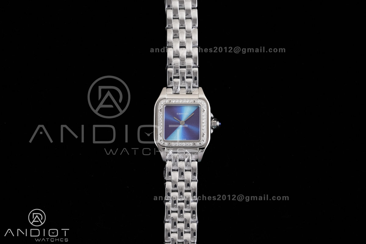 Panthère 22mm BVF 1:1 Best Edition SS Blue Sunburst Dial on SS Bracelet Ronda Quartz