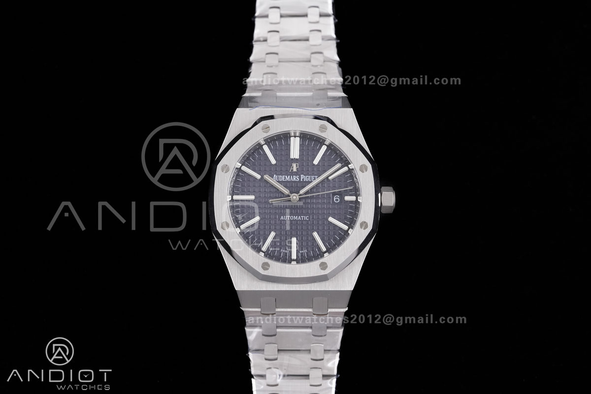 Royal Oak 41mm 15400 SS APSF 1:1 Best Edition Blue Textured Dial on SS Bracelet SA3120 Super Clone V3