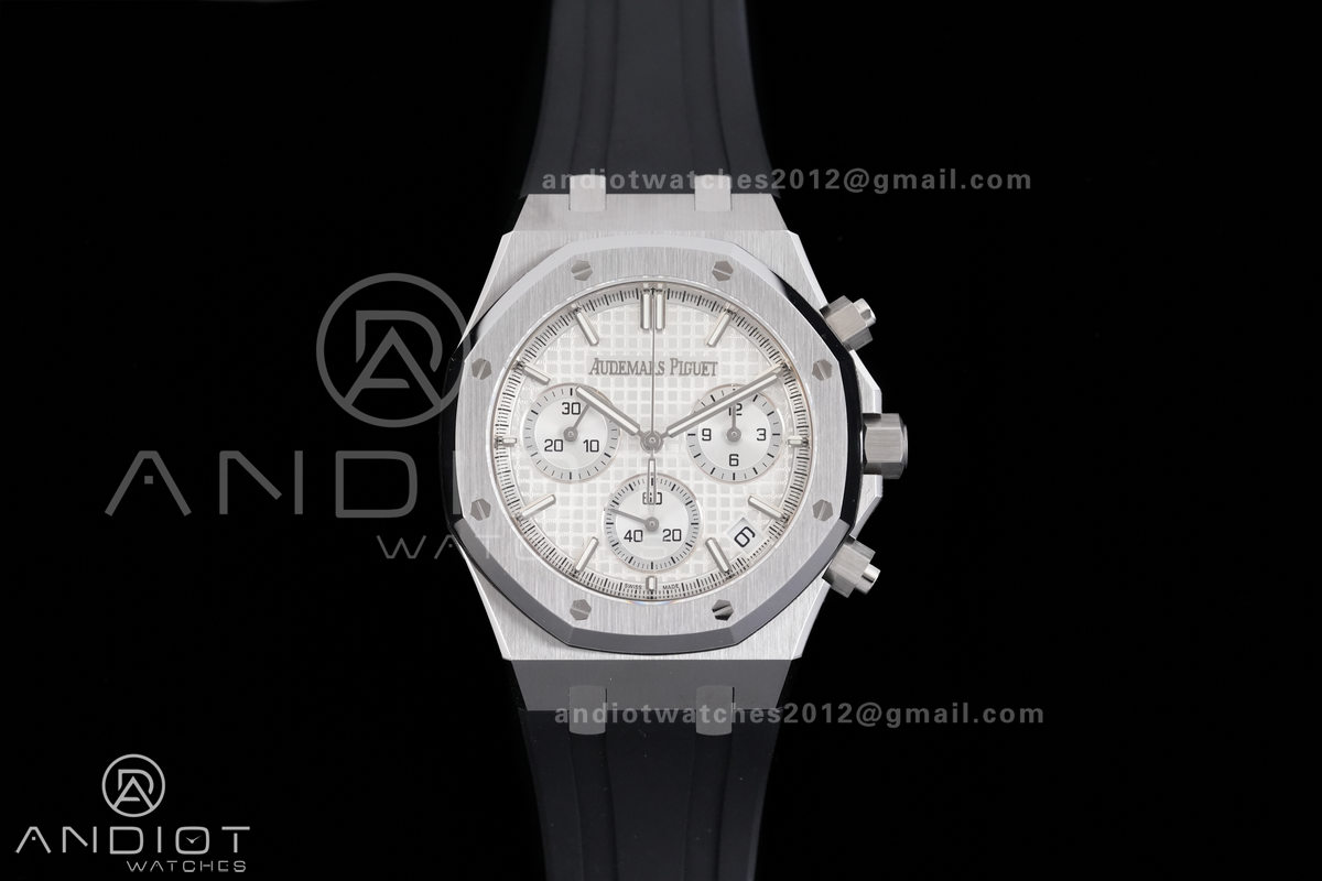 Royal Oak Chrono 26240 SS DDF 1:1 Best Edition White Dial on Rubber Strap DD4401 Super Clone (SW Dial)