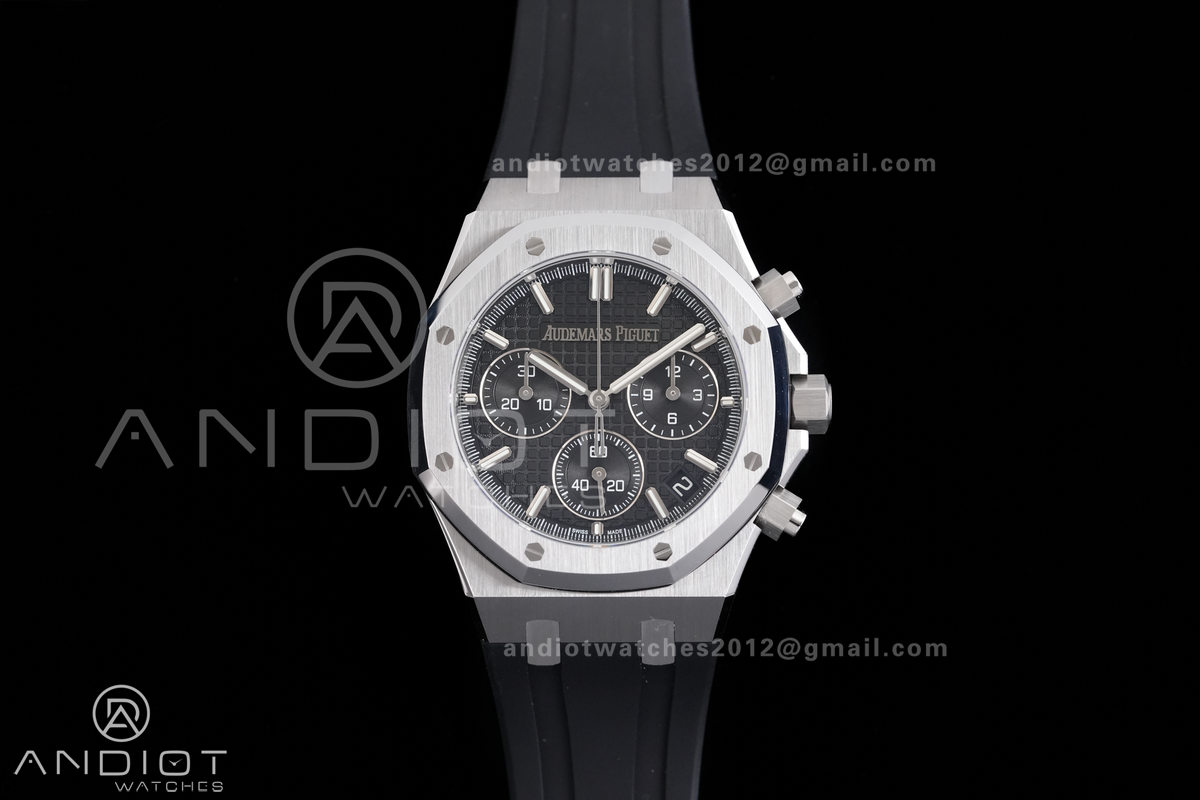 Royal Oak Chrono 26240 SS DDF 1:1 Best Edition Black Dial on Rubber Strap DD4401 Super Clone (SW Dial)