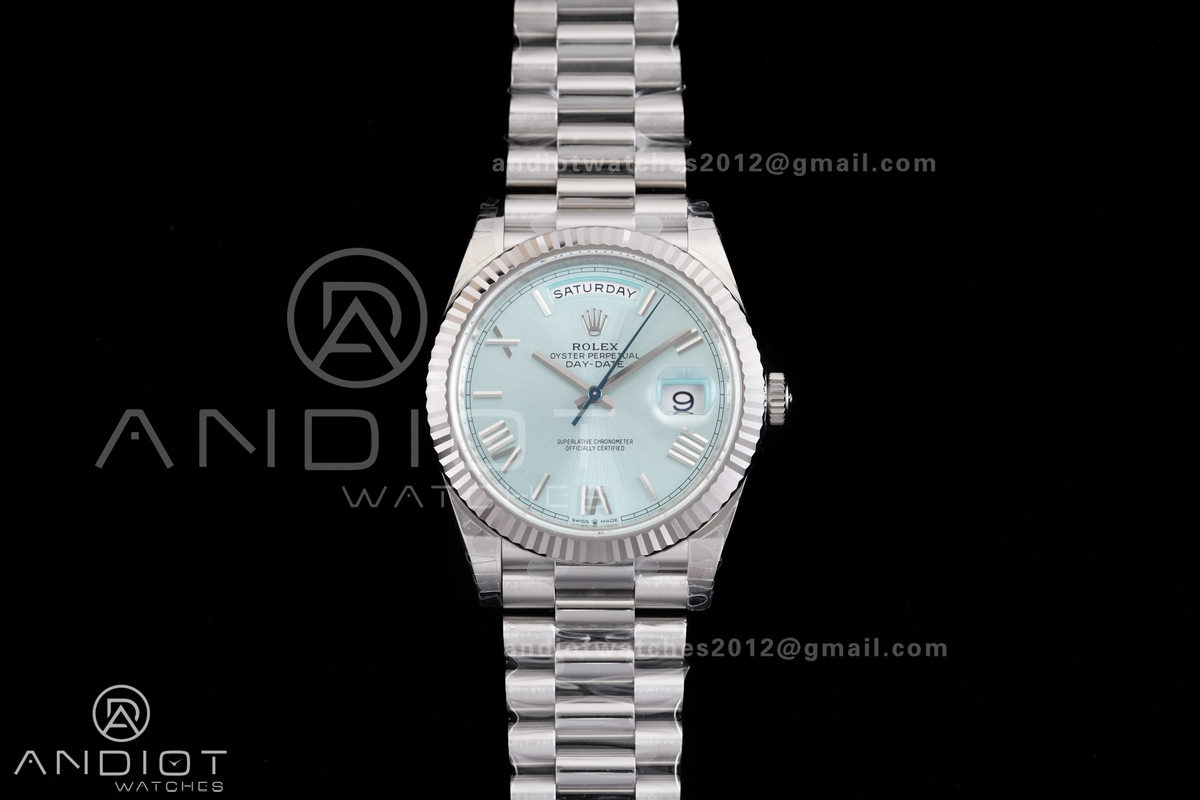 DayDate 40 228239 VSF 1:1 Best Edition Ice Blue Roman Dial on President Bracelet VS3255