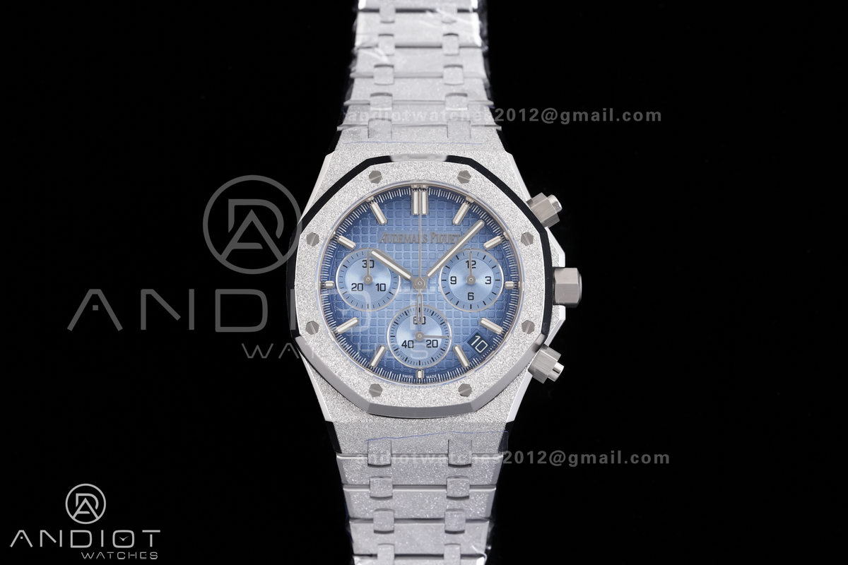 Royal Oak Chrono 26240 Frosted SS DDF 1:1 Best Edition Ice Blue Dial on Bracelet DD4401 Super Clone (SW Dial)
