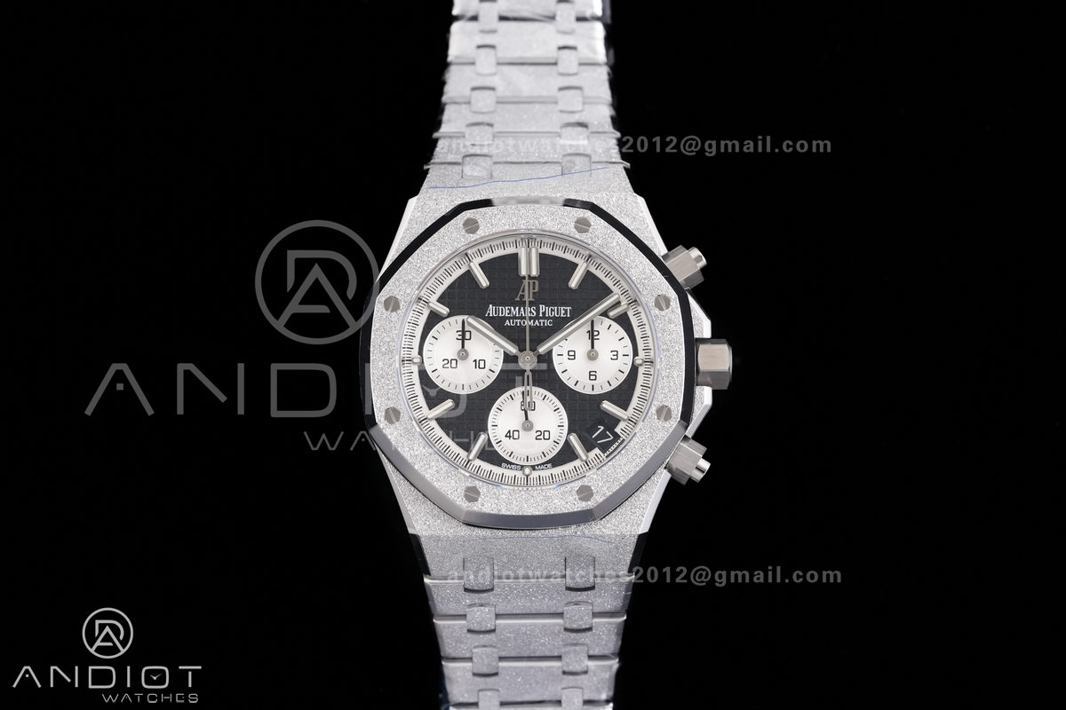 Royal Oak Chrono 26240 Frosted SS DDF 1:1 Best Edition Black/White Dial on SS Bracelet DD4401 Super Clone (SW Dial)