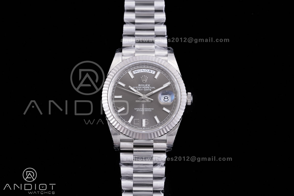 DayDate 40 228239 VSF 1:1 Best Edition Gery Stick Dial on President Bracelet VS3255 V2 (Gain Weight)182g